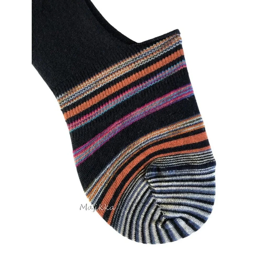 Robert Graham Mens No Show Cotton Socks Anafesto Peds Non-Slip Heel Stripe Navy